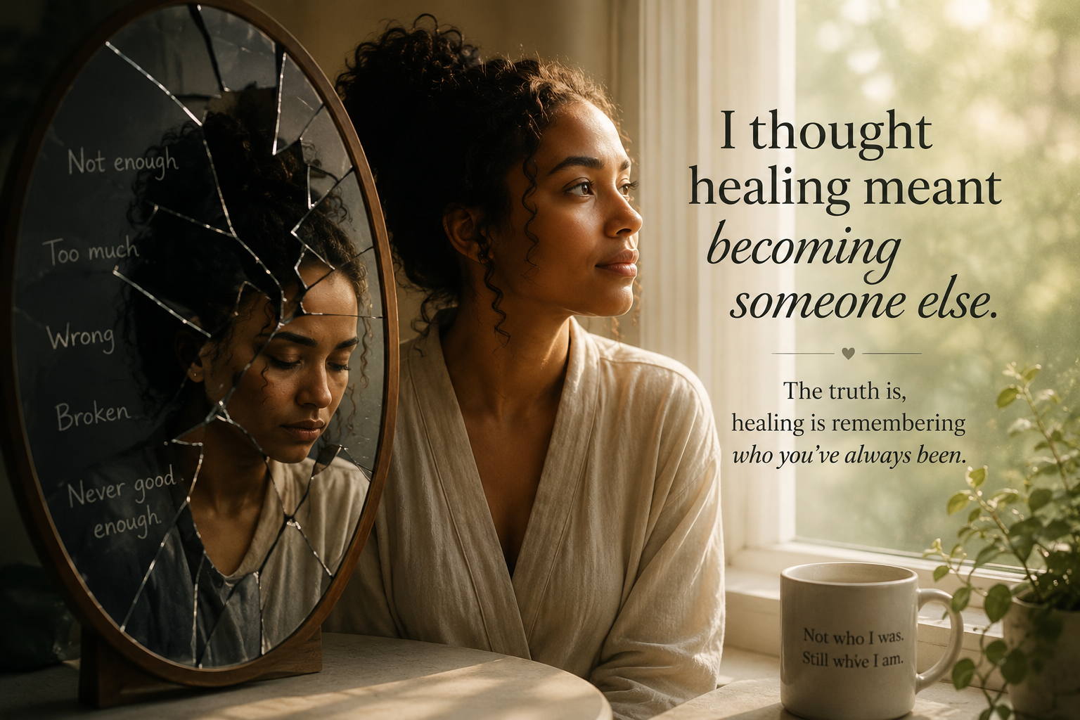 Healing is Not Becoming Someone Else Healing is not becoming someone else but accepting who you are.