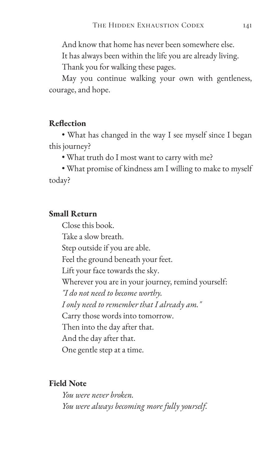 Interior preview of The Hidden Exhaustion Codex – Closing reflection and Small Return